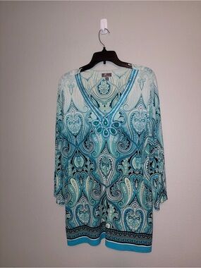 JM Collection Tunic Decorative Neckline Size 1X